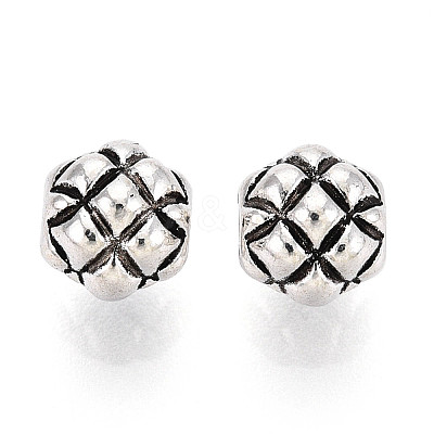 Tibetan Style Alloy Waffle Beads TIBE-N013-11AS-1