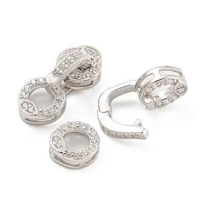 925 Sterling Silver Micro Pave Clear Cubic Zirconia Fold Over Clasps STER-U001-10P-1