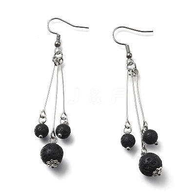 Natural Lava Rock Dangle Earrings EJEW-JE02813-01-1