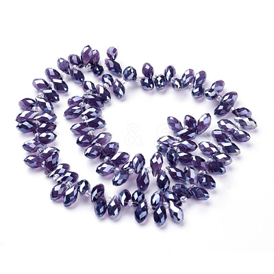 Electroplate Glass Faceted Teardrop Beads Strands X-EGLA-D014-11-1