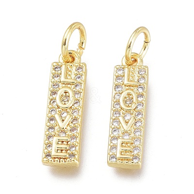 Brass Micro Pave Clear Cubic Zirconia Charms ZIRC-L076-052G-1