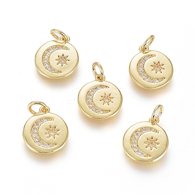 Brass Micro Pave Cubic Zirconia Pendants X-ZIRC-G166-17G-1