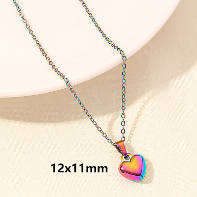304 Stainless Steel Heart Pendant Necklaces for Men and Women FS-WG1B83F-09-1