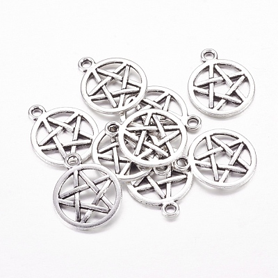Alloy Antique Silver Tone Pentagram Charm Pendants X-LF11172Y-1