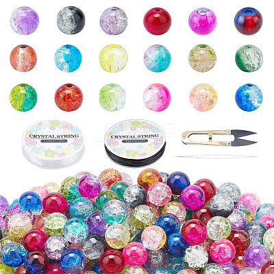 DIY Baking Paint Crackle Glass Beads Stretch Bracelet Making Kits DIY-PH0004-54B-1