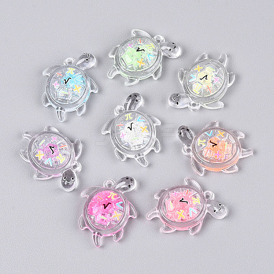 Transparent Acrylic and Glitter Powder Pendants TACR-T028-68-1