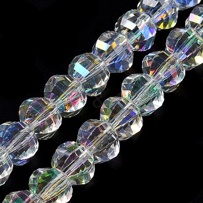 Transparent Electroplate Glass Beads Strands GLAA-Q099-C01-14-1