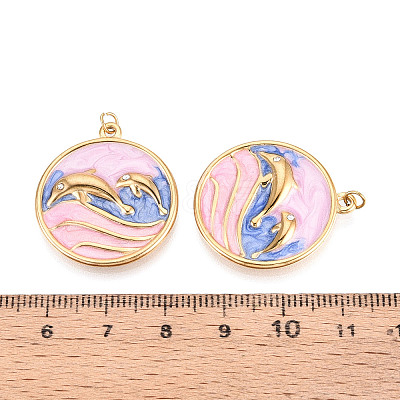 304 Stainless Steel Pave Crystal Rhinestone and Enamel Pendants STAS-T069-77-1