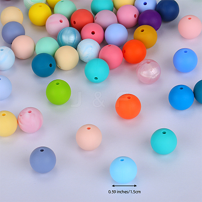 Round Silicone Focal Beads SI-JX0046A-95-1