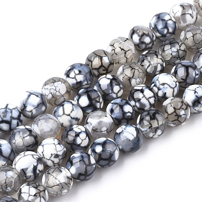 Natural Fire Crackle Agate Beads Strands G-S346-8mm-14-1