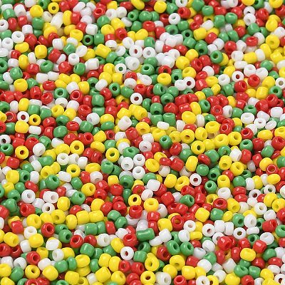 4 Colors Christmas 12/0 Glass Round Seed Beads SEED-X0058-03A-1