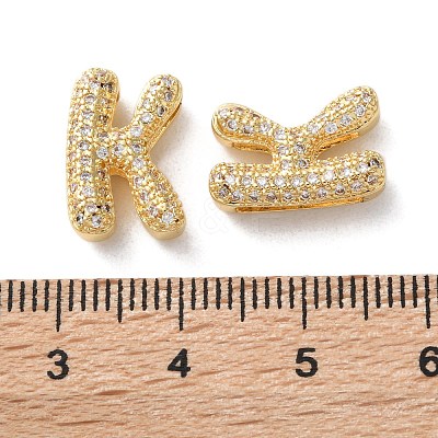 Rack Plating Brass Micro Pave Cubic Zirconia Slide Charms KK-C084-34G-K-1
