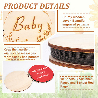 Round Wooden Cover Baby Scrapbook DIY Binder Photo Album DIY-WH0349-113A-1