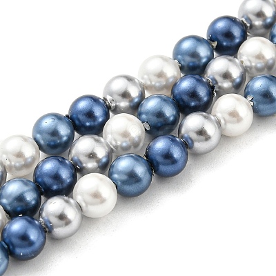 Electroplated Shell Pearl Beads Strands SHEL-F008-03A-08-1