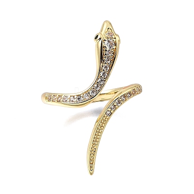 Brass Micro Pave Clear Cubic Zirconia Cuff Rings ZIRC-M117-02G-1