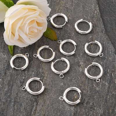 201 Stainless Steel Huggie Hoop Earring Findings STAS-P283-01E-S-1