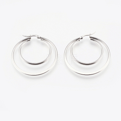 Tarnish Resistant 201 Stainless Steel Hoop Earrings LS-EJEW-I213-B-02P-1