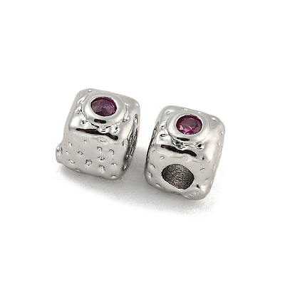 Brass Micro Pave Cubic Zirconia Beads KK-G490-18P-02-1