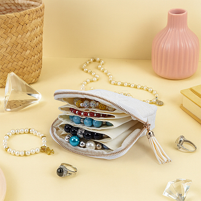Cloth Jewelry Storage Zipper Bags with Tassel for Earrings Rings Bracelets Necklaces AJEW-WH0596-664A-1