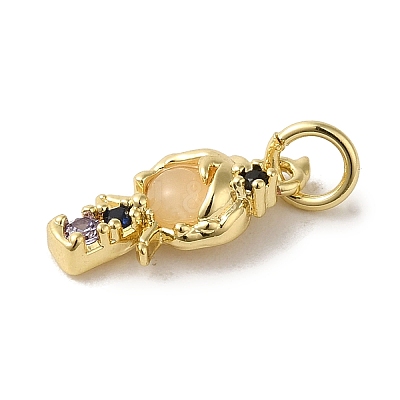 Brass Micro Pave Colorful Cubic Zirconia Glass Pendants KK-R162-026F-G-1