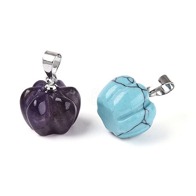 Natural & Synthetic Mixed Stone Pumpkin Charms G-T143-22M-1