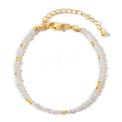 Retro Ethnic Style Round Natural White Aventurine Beaded Bracelets for Women OR1115-2-1