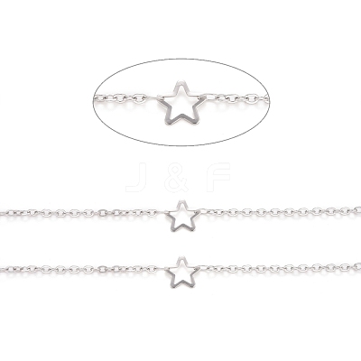 Tarnish Resistant 304 Stainless Steel Star Link Cable Chains CHS-E006-02P-1
