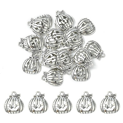 20Pcs Tibetan Style Halloween Pumpkin Jack-O'-Lantern Alloy Pendants TIBEP-YW0001-43AS-1