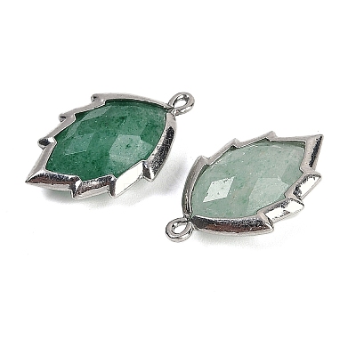 Natural Green Aventurine Faceted Leaf Pendants G-I375-04P-18-1