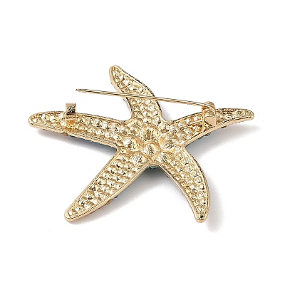 Starfish Alloy Rhinestone Sea Animal Brooches JEWB-S023-01A-1