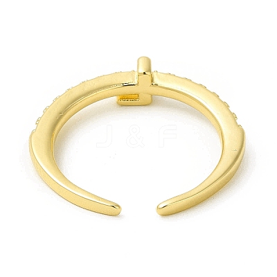 Clear Cubic Zirconia Initial Letter Open Cuff Ring RJEW-H120-09G-L-1