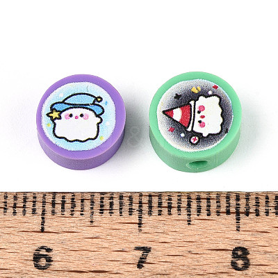 Printed Handmade Polymer Clay Beads CLAY-T022-12J-1
