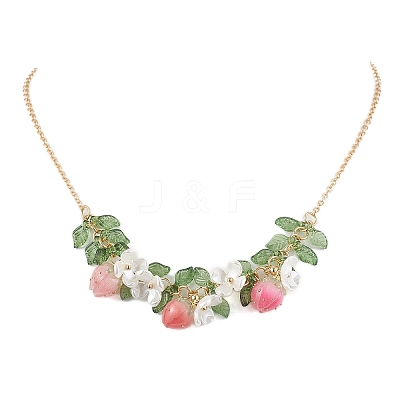 Epoxy Resin & Acrylic Pendant Necklace NJEW-TA00162-1