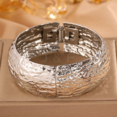 Textured 304 Stainless Steel Hinged Bangles for Women WG45BC2-02-1