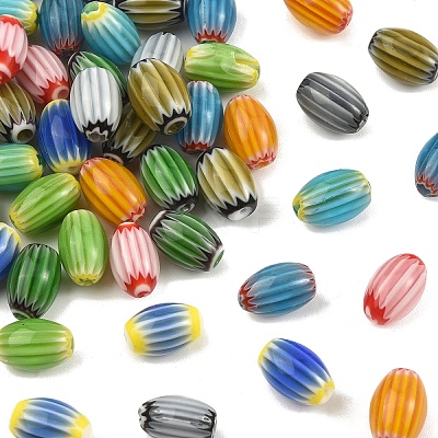 54Pcs 9 Colors Handmade Millefiori Lampwork Beads LAMP-YW0004-20-1