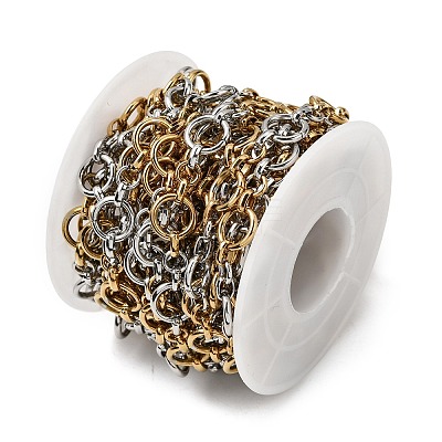 Two Tone 304 Stainless Steel Ring Link Chains CHS-K018-45GP-1