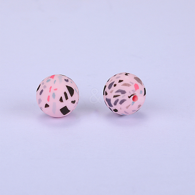 Printed Round Silicone Focal Beads SI-JX0056A-19-1
