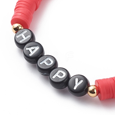 5Pcs 5 Color Handmade Polymer Clay Disc Surfer Stretch Bracelets Set BJEW-JB08800-1