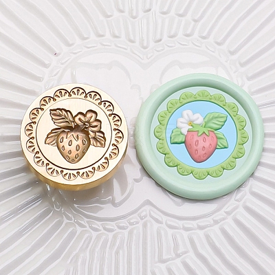 Golden Tone Round Wax Seal Brass Stamp Heads AJEW-Z034-01G-01-1
