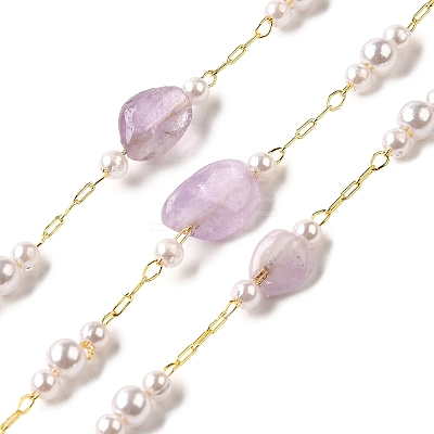 Handmade Natural Amethyst Nuggets Beaded Chains CHC-F020-03G-05-1
