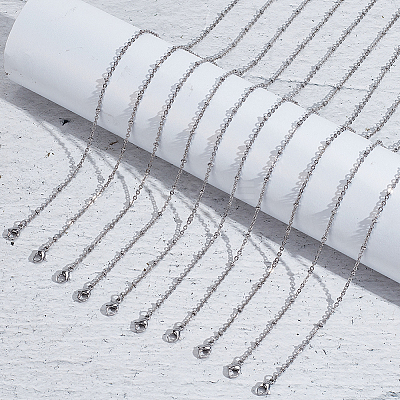 10Pcs 304 Stainless Steel Satellite Chain Necklaces Set for Men Women NJEW-NB0001-13-1