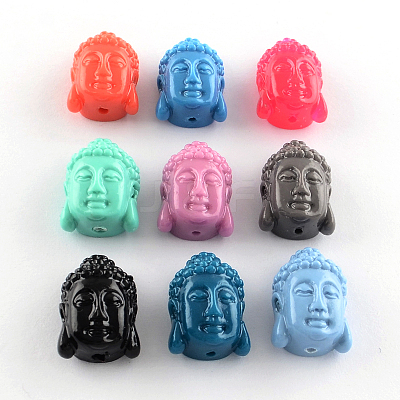 Dyed Buddha Head Synthetical Coral Beads X-CORA-R011-15-1