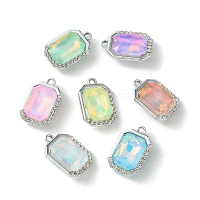 UV Plating Alloy with Mixed Color Glass Rhinestone Pendants FIND-B039-07P-1