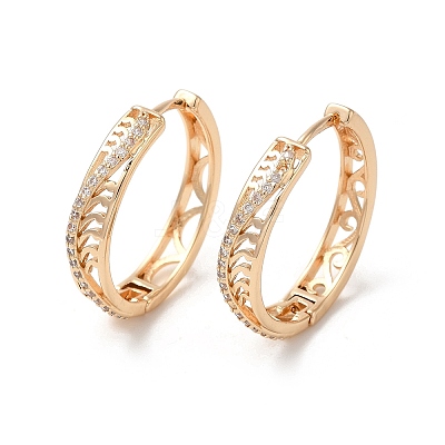 Brass Micro Pave Cubic Zirconia Hoop Earrings for Women EJEW-M238-32KCG-1