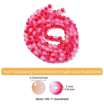 Baking Paint Imitation Jade Glass Round Bead Strands DGLA-YW0001-19G-1