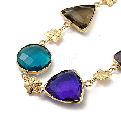 Faceted Triangle & Round & Rectangle Glass Beads Bib Necklaces NJEW-R263-18G-1
