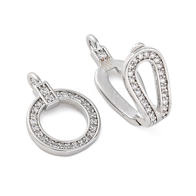 Brass Clear Cubic Zirconia Fold Over Clasps KK-Z078-39P-1