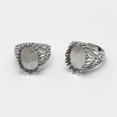 Adjustable Thailand 925 Sterling Silver Solitaire Ring Settings STER-P033-30AS-1