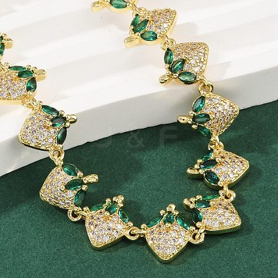 Brass Micro Pave Cubic Zirconia Link Bracelets for Women BJEW-Z126-05G-01-1