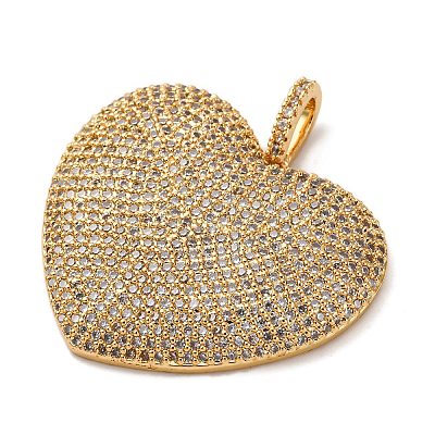 Brass Micro Pave Clear Cubic Zirconia Pendants KK-U076-22G-1